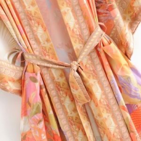 Mermaid Dreams Boho Kimono Duster Robe Coverup Summer Vacation Beach Wrap - Picture 6 of 9